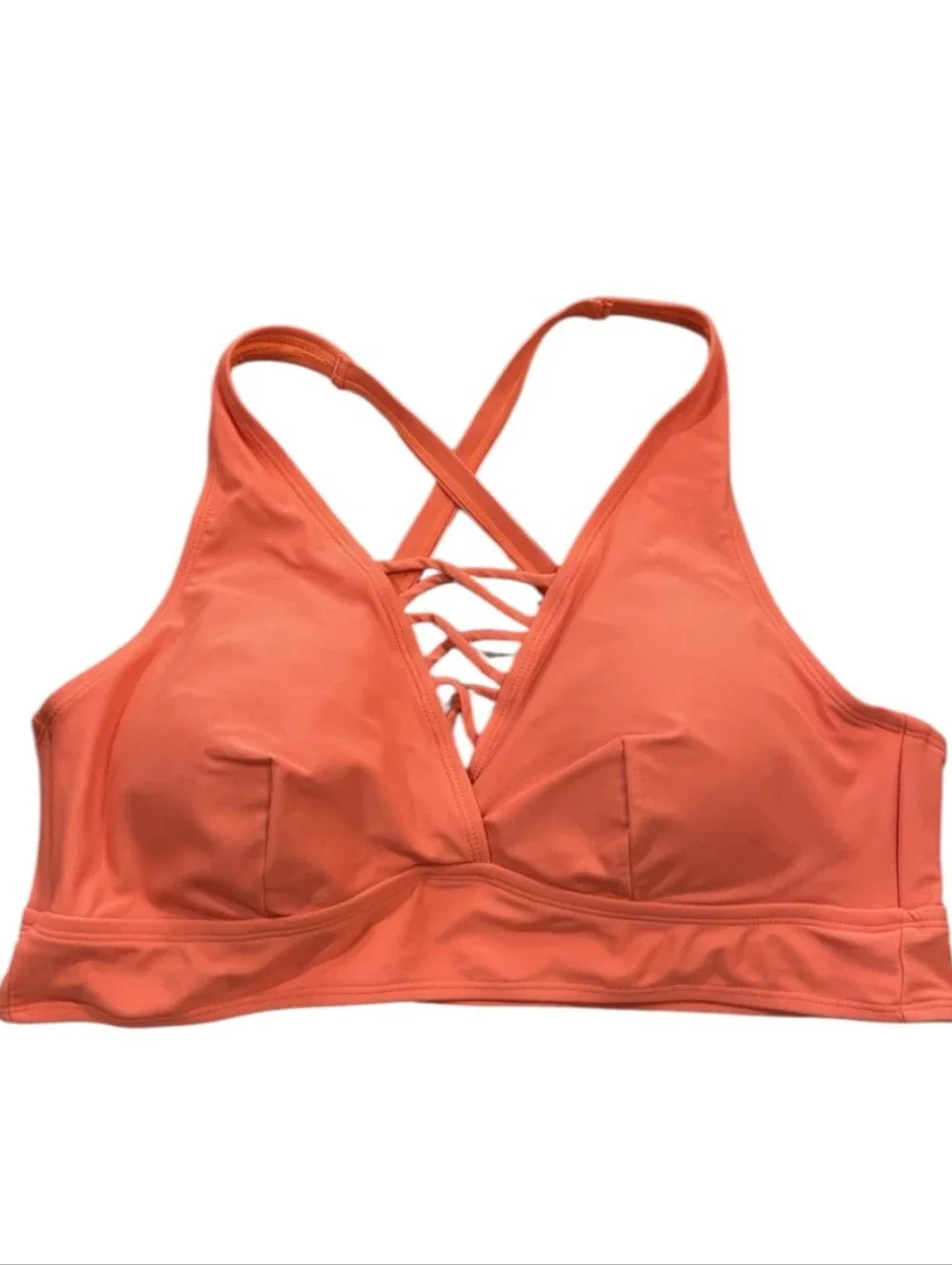 Torrid Orange Lace Up Plunge Wireless Triangle XO Bikini Top Women's Plus Sz 2X